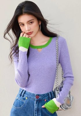 Temperament Slim Sweaters Women's Autumn New Solid Color O-Neck Hollow Out Knitted Tops Fashion Versatile Long Sleeve Tops